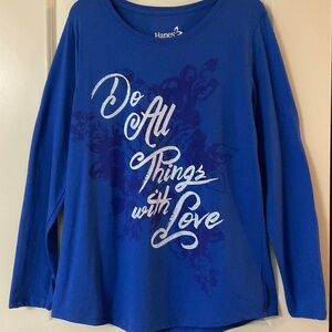 Hanes Women’s Dark Blue Long Sleeve Shirt Size XL